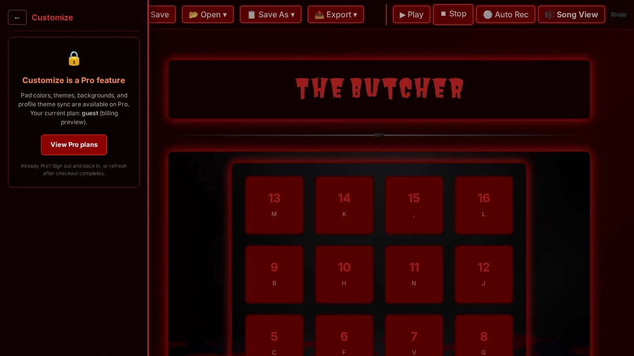 Customize menu showing Pro lock screen with link to view Pro plans.
